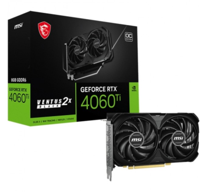 MSI Відеокарта MSI GeForce RTX4060Ti 8Gb VENTUS 2X BLACK E1 OC (RTX 4060 Ti 8G VENTUS 2X BLACK E1 OC)