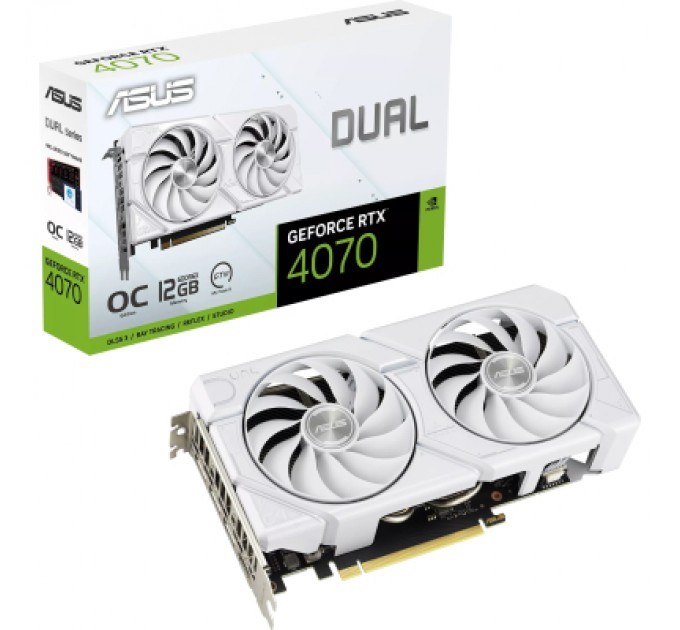 ASUS Відеокарта ASUS GeForce RTX4070 12Gb DUAL EVO WHITE (DUAL-RTX4070-O12G-EVO-WHITE)