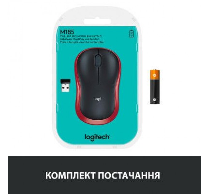 Logitech Мишка Logitech M185 red (910-002240)