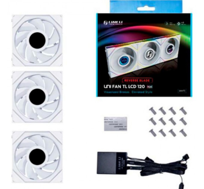 Lian Li Кулер до корпусу Lian Li Reverse TL LCD 120-3, White (G99.12RTLLCD3W.00)