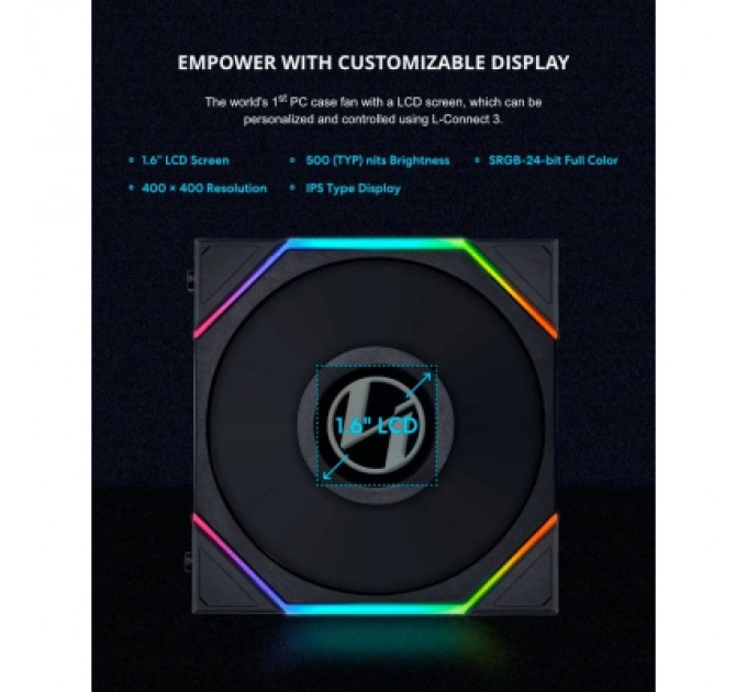 Lian Li Кулер до корпусу Lian Li Reverse TL LCD 140-1, Black (G99.14RTLLCD1B.00)