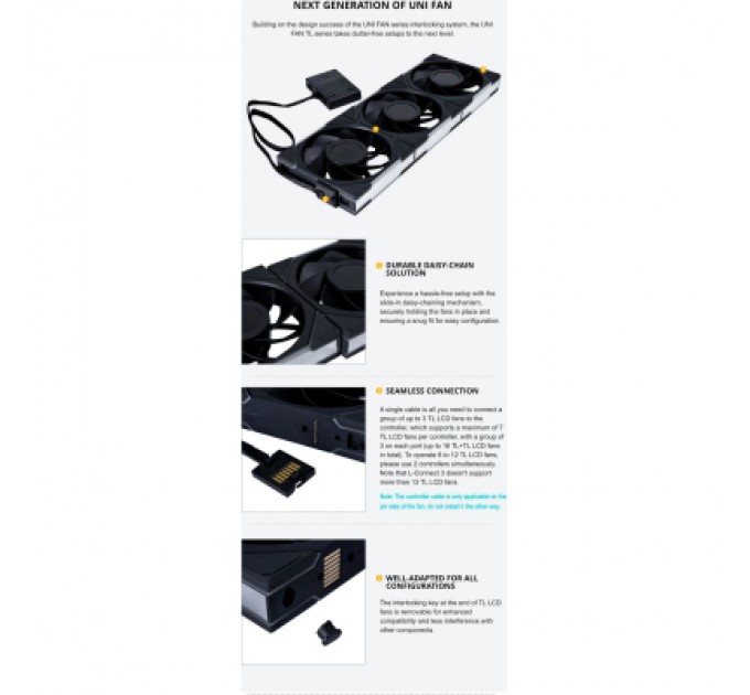 Lian Li Кулер до корпусу Lian Li Reverse TL LCD 140-1, White (G99.14RTLLCD1W.00)