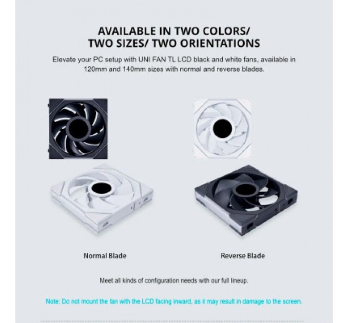 Lian Li Кулер до корпусу Lian Li Reverse TL LCD 140-1, White (G99.14RTLLCD1W.00)