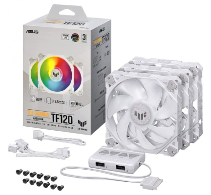 Corsair Кулер до корпусу Corsair TUF Gaming TF120 ARGB 3IN1 White (90DA0033-B09030)
