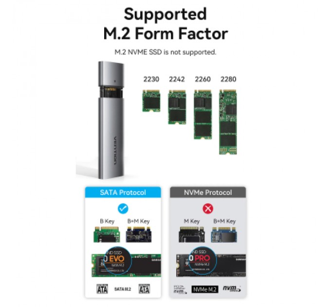 Vention Кишеня зовнішня Vention SSD M.2 (NGFF) B&M-key USB Type-C 3.2 (KPFH0)