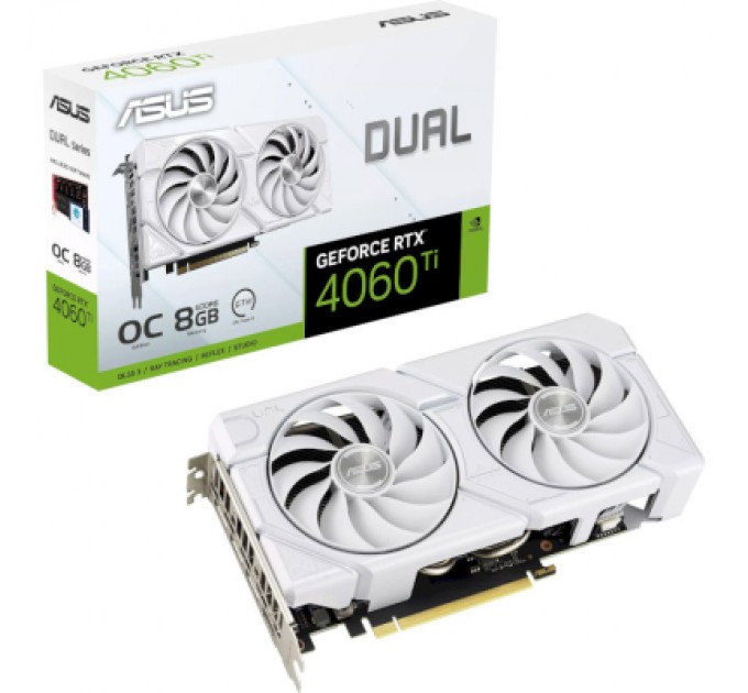 ASUS Відеокарта ASUS GeForce RTX4060Ti 8Gb DUAL OC EVO WHITE (DUAL-RTX4060TI-O8G-EVO-WHITE)