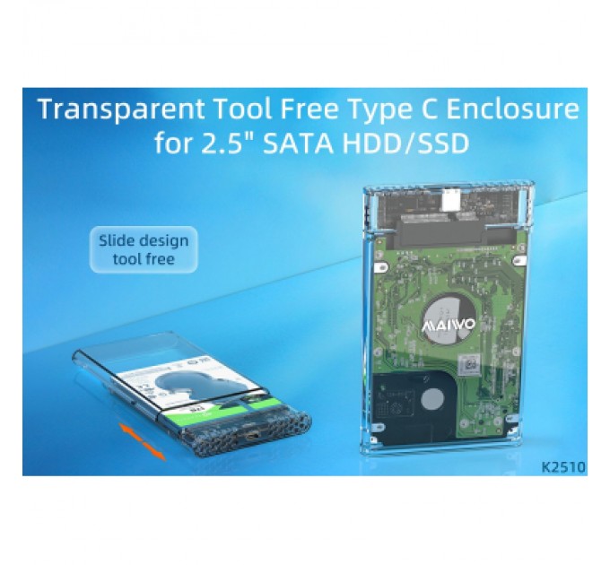 Maiwo Кишеня зовнішня Maiwo 2.5" SATA/SSD HDD - USB3.1 Gen1 Type-C (K2510)