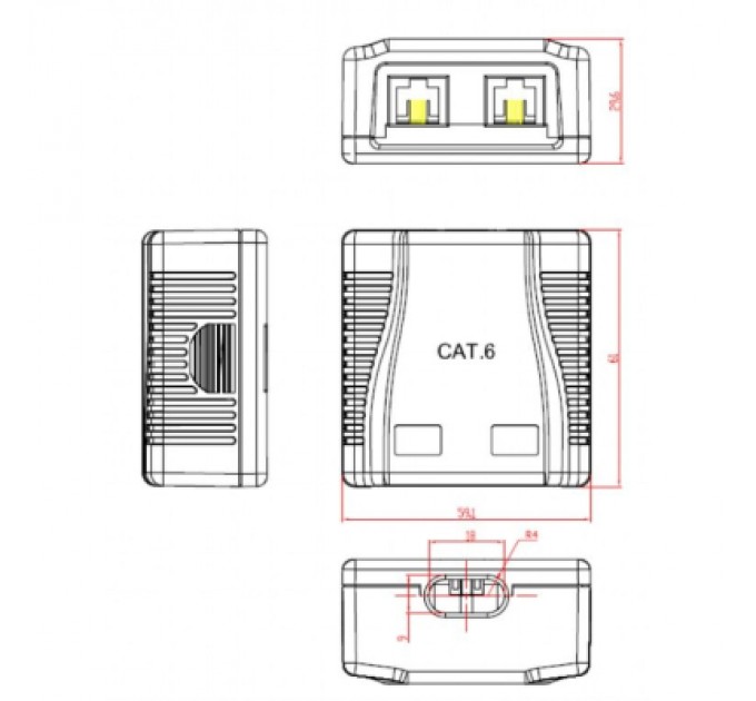 Cablexpert Комп'ютерна розетка Cablexpert RJ45x2 UTP, cat.6 (NCAC-2U6-01)