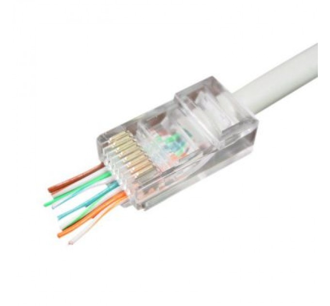 Cablexpert Конектор RJ45 cat.5e UTP 8P8C (наскрізні отв., позолоч. конт.) 100 шт Cablexpert (LC-PTU-01/100)