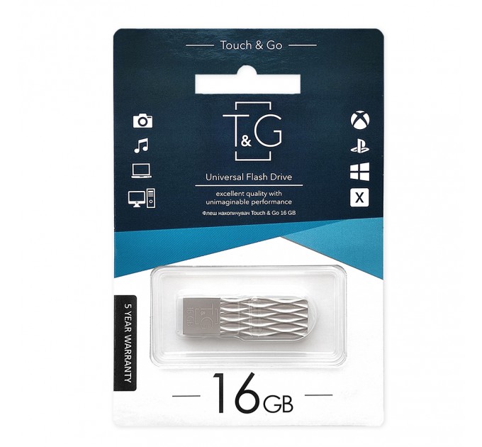 T&G Флеш-накопичувач USB 16GB T&G 103 Metal Series Silver (TG103-16G)