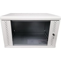 Шафа настінна Eserver 6U, 600х350х370 (Ш*Г*В), скло, сірий (ES-Е635G)