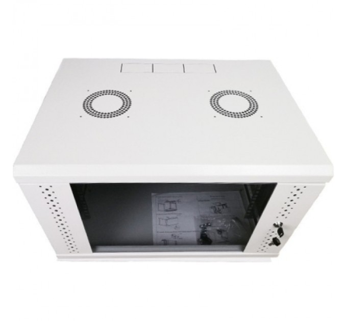 Eserver Шафа настінна Eserver 6U, 600х350х370 (Ш*Г*В), скло, сірий (ES-Е635G)