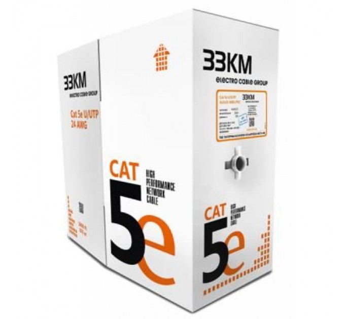 ЗЗКМ Кабель мережевий ЗЗКМ UTP 305м 4*2*24AWG[0,51] мідь[СU] cat.5e, внутрішній [PVC] (70327)