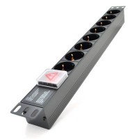 Силовий блок 19" 8 розеток, без кабеля, вимикач, алюм. корпус Pipo (PP8PDUGRC14)