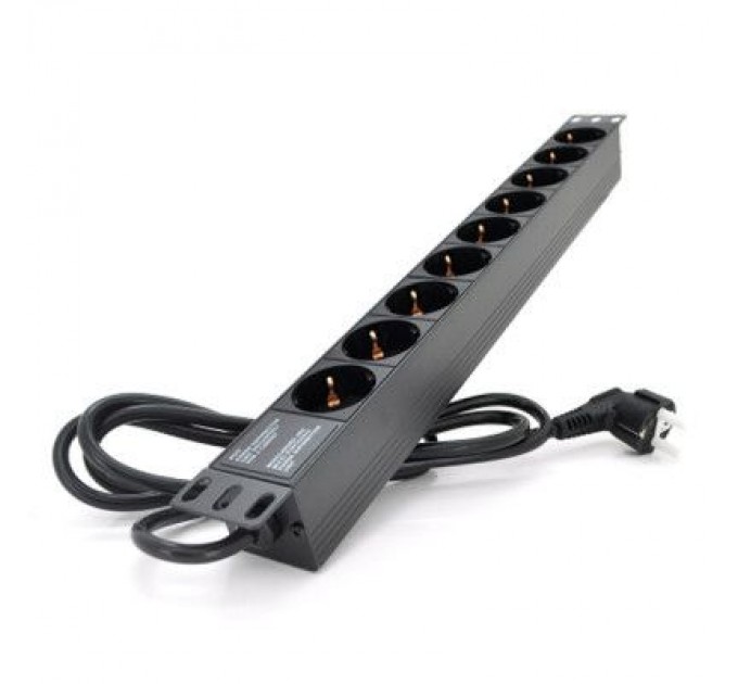Pipo Силовий блок 19" 9 розеток, кабель 1.8м, алюм. корпус Pipo (PP9PDUGR)