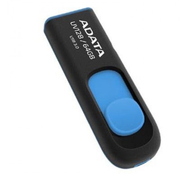 ADATA USB флеш накопичувач ADATA 64Gb UV128 black-blue USB 3.0 (AUV128-64G-RBE)