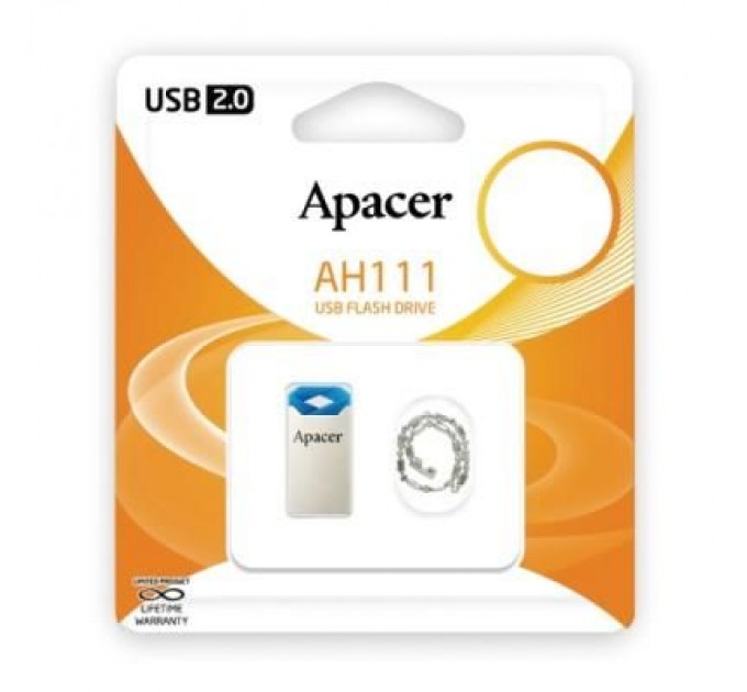 Apacer USB флеш накопичувач Apacer 32GB AH111 Blue RP USB2.0 (AP32GAH111U-1)