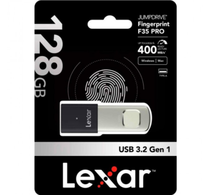 Lexar USB флеш накопичувач Lexar 128GB JumpDrive Fingerprint F35 Pro USB 3.2 (LJDF35P128G-RNBNG)