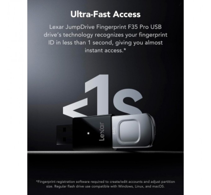 Lexar USB флеш накопичувач Lexar 128GB JumpDrive Fingerprint F35 Pro USB 3.2 (LJDF35P128G-RNBNG)