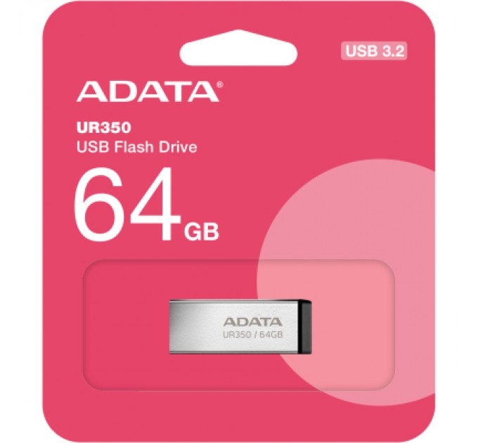 ADATA USB флеш накопичувач ADATA 64GB UR350 Silver-Black USB 3.2 (UR350-64G-RSR/BK)