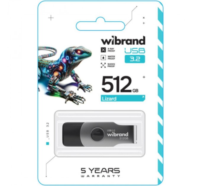 Wibrand USB флеш накопичувач Wibrand 512GB Lizard Black USB 3.2 (WI3.2/LI512P9B)