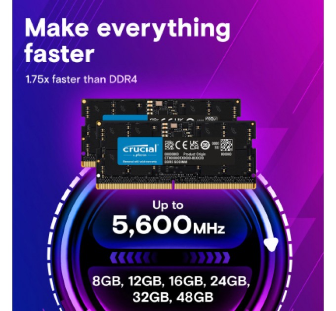 Micron Модуль пам'яті для ноутбука SoDIMM DDR5 16GB 5600 MHz Micron (CT16G56C46S5T)