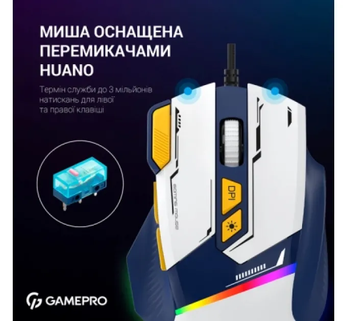 GamePro Мишка GamePro GM300BL USB Blue/White (GM300BL)