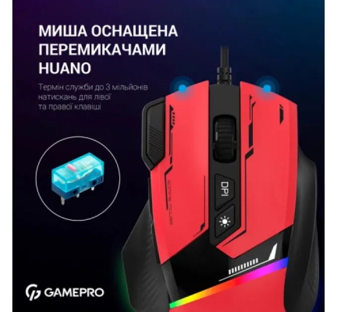 GamePro Мишка GamePro GM300R USB Red/Black (GM300R)