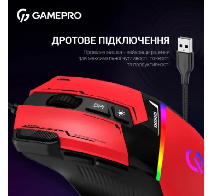 GamePro Мишка GamePro GM300R USB Red/Black (GM300R)