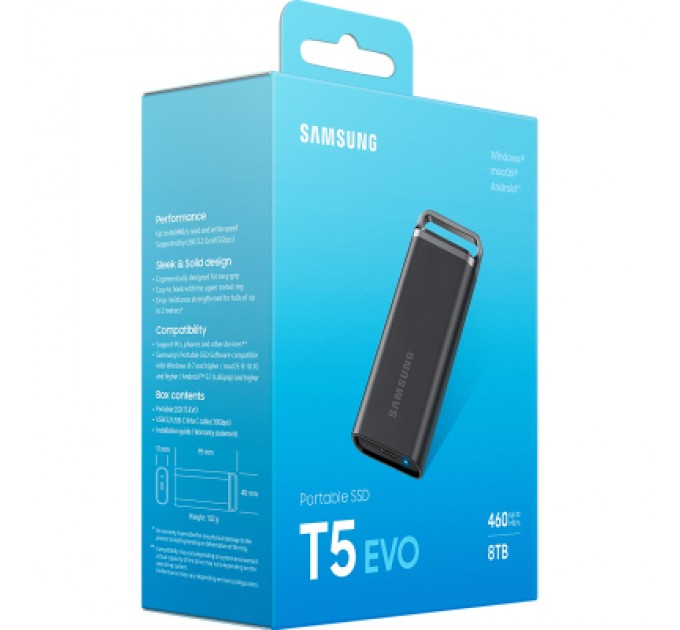 Samsung Накопичувач SSD USB 3.2 8TB T5 Shield Samsung (MU-PH8T0S/WW)