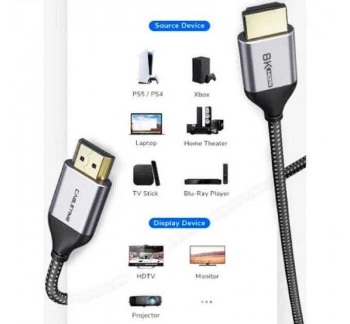Cabletime Кабель мультимедійний HDMI to HDMI 1.0m v2.1 Cabletime (CA914661)