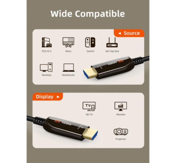Cabletime Кабель мультимедійний HDMI to HDMI 100.0m v2.1 AOC Cabletime (CA914555)