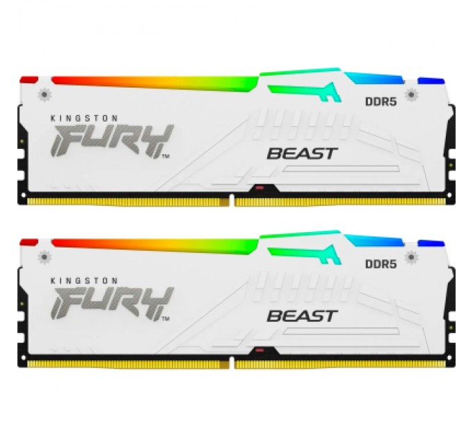 Kingston Fury (ex.HyperX) Модуль пам'яті для комп'ютера DDR5 32GB 5200 MHz FURY Beast White RGB Kingston Fury (ex.HyperX) (KF552C40BWAK2-32)