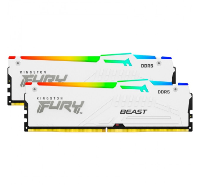 Kingston Fury (ex.HyperX) Модуль пам'яті для комп'ютера DDR5 64GB (2x32GB) 5600 MHz FURY Beast White RGB Kingston Fury (ex.HyperX) (KF556C40BWAK2-64)