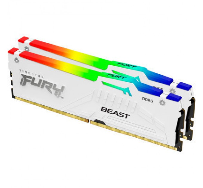 Kingston Fury (ex.HyperX) Модуль пам'яті для комп'ютера DDR5 64GB (2x32GB) 5200 MHz FURY Beast White RGB Kingston Fury (ex.HyperX) (KF552C40BWAK2-64)