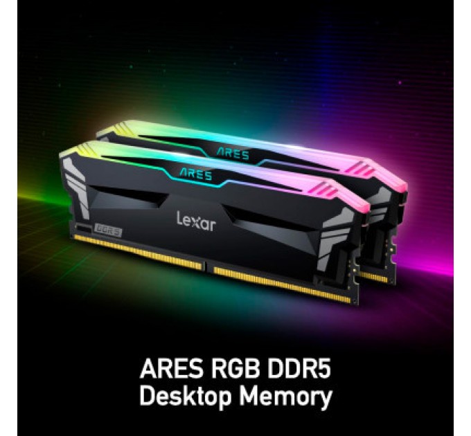 Lexar Модуль пам'яті для комп'ютера DDR5 32GB (2x16GB) 7200 MHz Ares RGB Black Lexar (LD5U16G72C34LA-RGD)