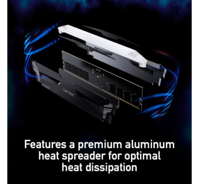 Lexar Модуль пам'яті для комп'ютера DDR5 32GB (2x16GB) 7200 MHz Ares RGB Black Lexar (LD5U16G72C34LA-RGD)