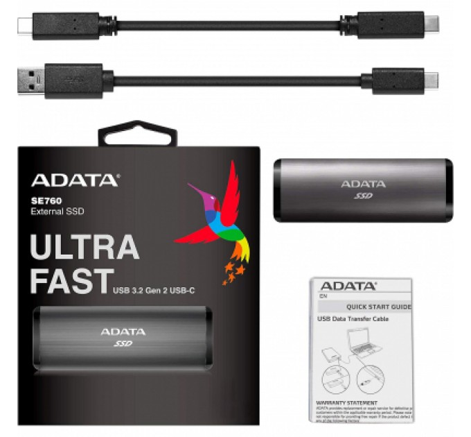 ADATA Накопичувач SSD USB 3.2 1TB ADATA (ASE760-1TU32G2-CBK)