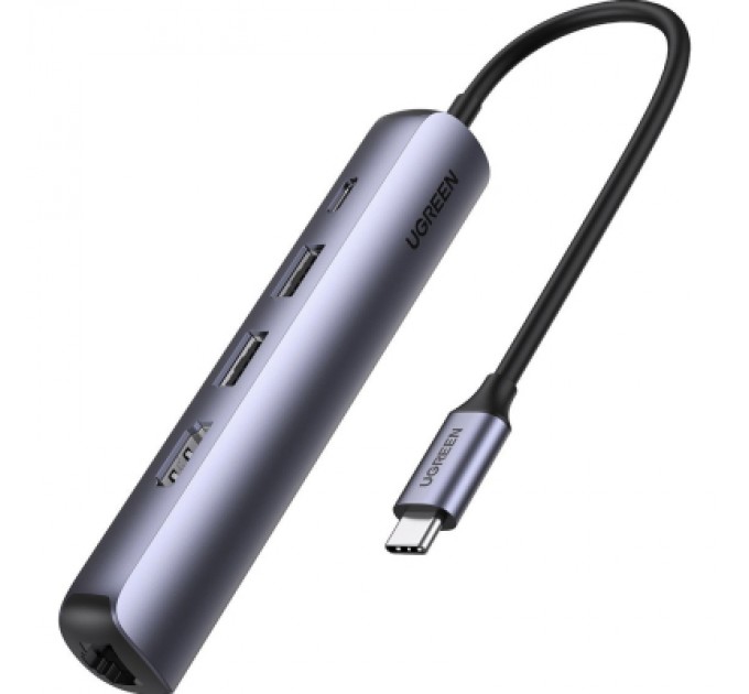 Ugreen Концентратор Ugreen USB3.0 Type-C to HDMI 4K30Hz/USB 3.0x2/RJ45/PD CM418 (10919)