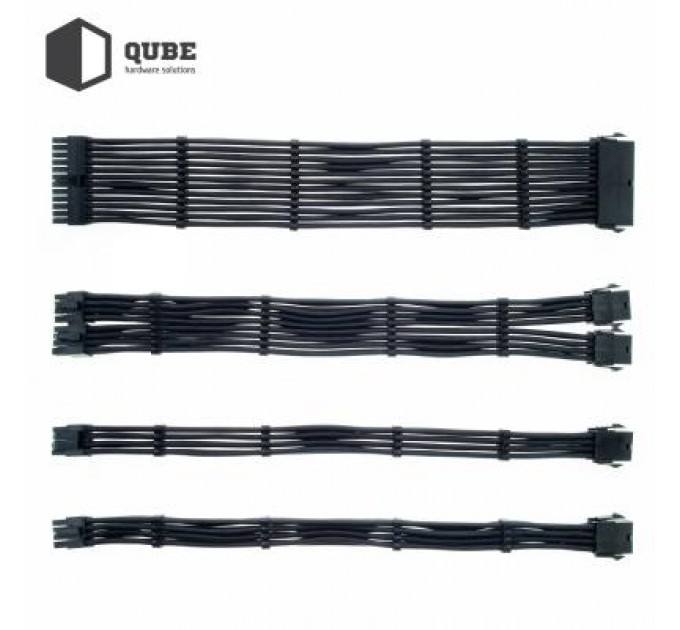 Qube Кабель Qube для блока питания QUBE 1*24P MB, 2*4+4P CPU,2*6+2P VGA Bla (QBWSET24P2x8P2x8PBB)