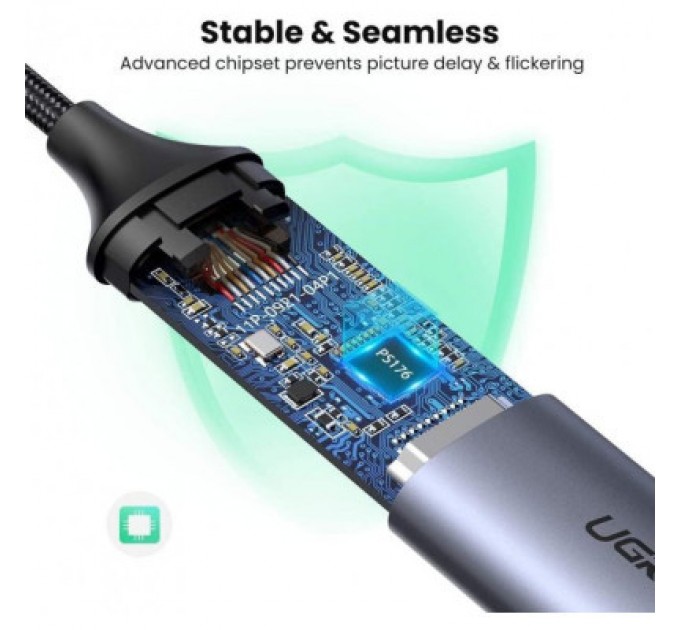 Ugreen Перехідник USB2.0 Type C to HDMI V2.0 4K60Hz 10cm CM297 gray Ugreen (70444)