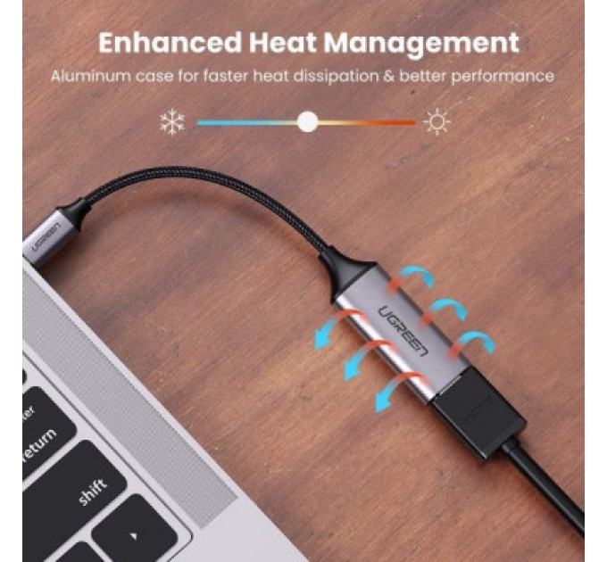 Ugreen Перехідник USB2.0 Type C to HDMI V2.0 4K60Hz 10cm CM297 gray Ugreen (70444)