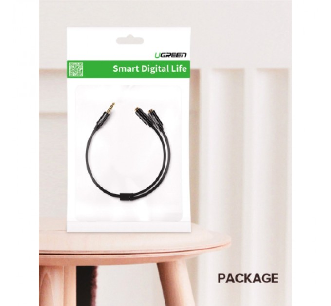 Ugreen Кабель мультимедійний 3.5mm to TRSx2 M/F 0.25m Ugreen (10739)