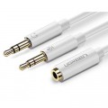 Ugreen Кабель мультимедійний AUX 3.5mm TRRS to TRSx2 M/M 0.2m ABS Case AV140 White Ugreen (20897)