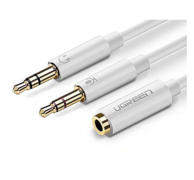 Ugreen Кабель мультимедійний AUX 3.5mm TRRS to TRSx2 M/M 0.2m ABS Case AV140 White Ugreen (20897)