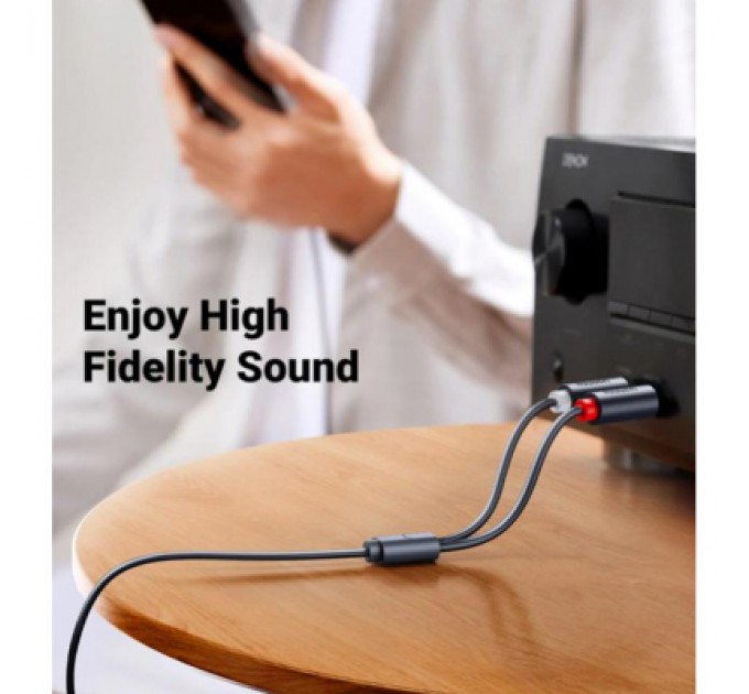 Ugreen Кабель мультимедійний AUX 3.5mm TRS to RCAx2 M/M 1.0m AV102 Grey Ugreen (10588)