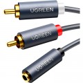 Ugreen Кабель мультимедійний AUX 3.5mm TRS to RCAx2 M/M 1.0m AV102 Grey Ugreen (10588)