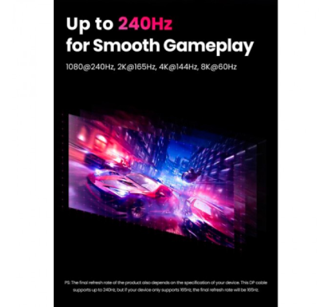 Ugreen Кабель мультимедійний Display Port to Display Port 2.0m v.1.4 Plastic Case Braided DP114 Ugreen (80392)