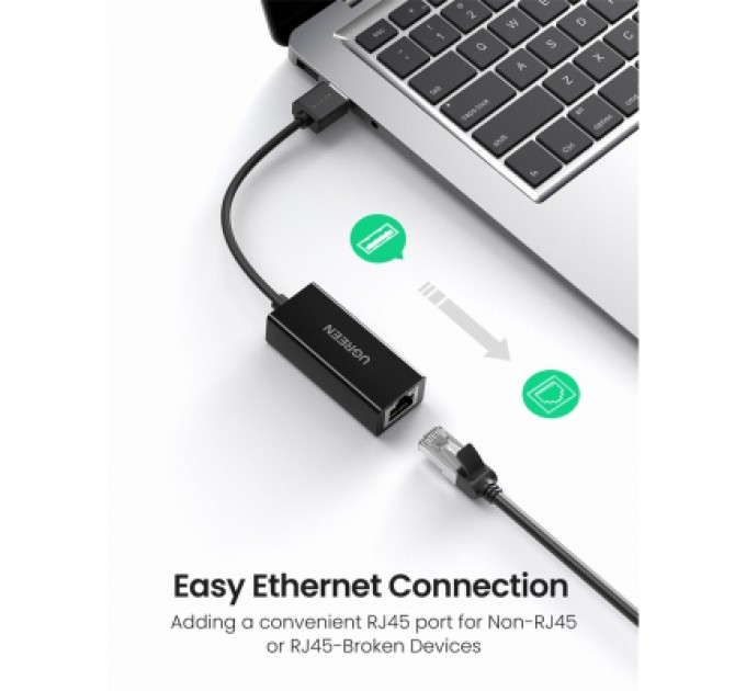 Ugreen Перехідник USB 2.0 to Ethernet RJ45 10/100 Mb CR110 Ugreen (20254)