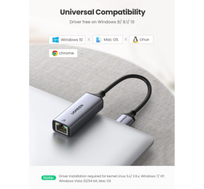 Ugreen Перехідник USB 3.0 to Ethernet RJ45 1000 Mb CM209 Ugreen (50922)